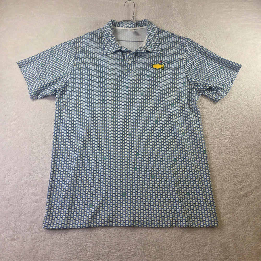 Masters Tournament Golf Polo Mens Large Blu Souvenir Cup Print Performance Shirt